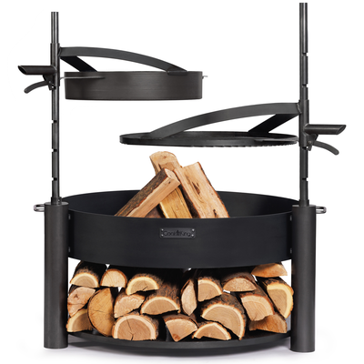 Vuurschaal MONTANA X 80 cm met grillrooster 60 cm, extra mast en stalen pan 50 cm | CookKing