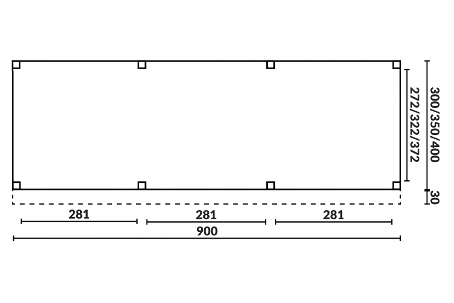 YARD Outdoor SUBLIME overkapping plat dak 900x400 cm Douglas blank