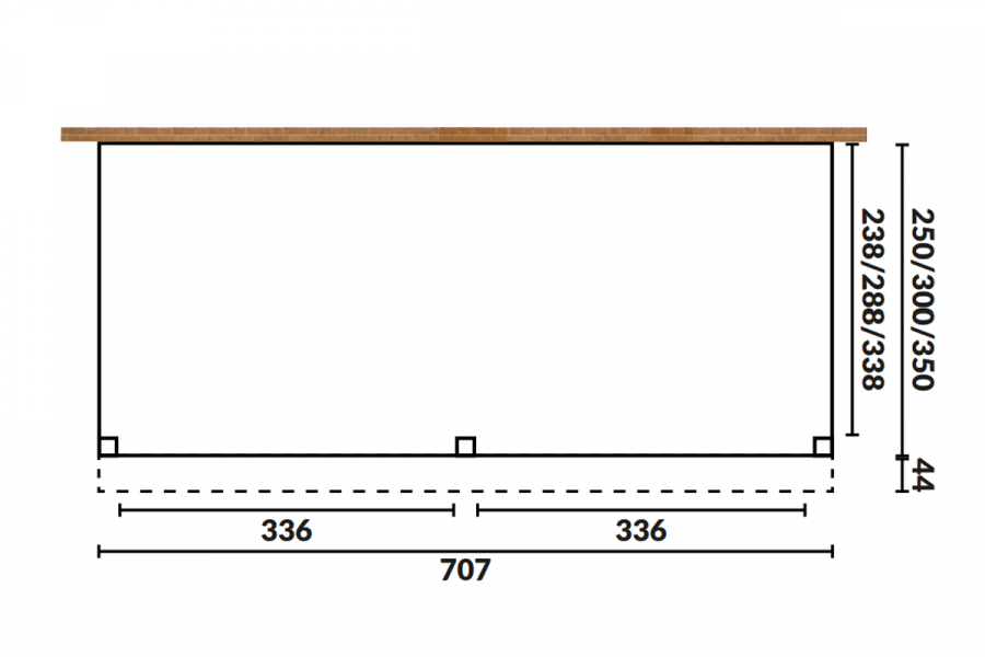 YARD Outdoor OBLIQUE veranda schuin dak 700x300 cm Douglas blank