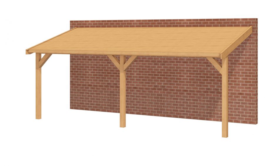 YARD Outdoor OBLIQUE Veranda Schuin dak 700x300 cm Douglas blank dakbeplanking