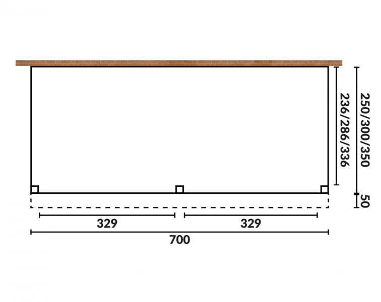 YARD Outdoor OBLIQUE Veranda Schuin dak 700x300 cm Douglas blank dakbeplanking