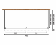 YARD Outdoor OBLIQUE Veranda Schuin dak 700x300 cm Douglas blank dakbeplanking