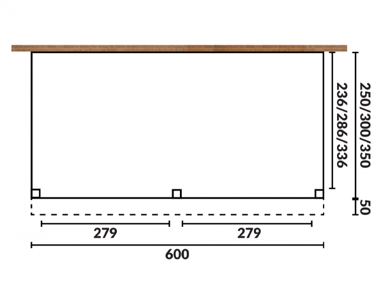 YARD Outdoor OBLIQUE Veranda Schuin dak 600x400 cm Douglas blank dakbeplanking