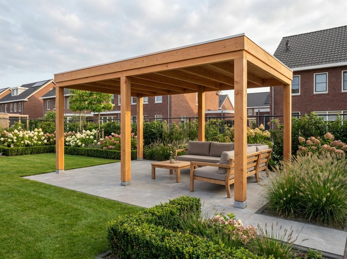 Curacao tuinkantoor bouwpakket 600x300 cm incl. isolatie en binnenvloer Douglas blank YARD Outdoor | sfeerfoto