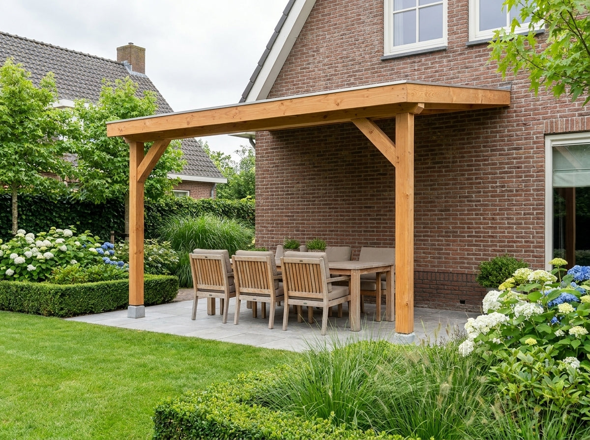 OBLIQUE veranda bouwpakket schuin dak 400x300 cm Douglas blank YARD Outdoor