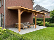 OBLIQUE Veranda bouwpakket Schuin dak 600x400 cm Douglas blank dakbeplanking YARD Outdoor