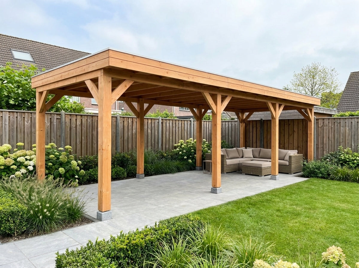 SUBLIME overkapping bouwpakket plat dak 1100x300 cm Douglas blank YARD Outdoor