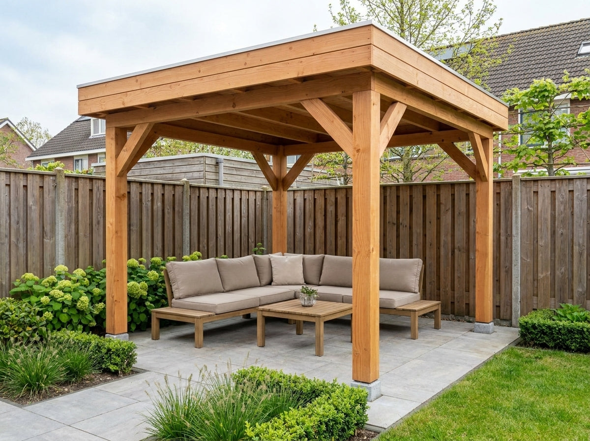 SUBLIME overkapping bouwpakket plat dak 300x300 cm Douglas blank YARD Outdoor