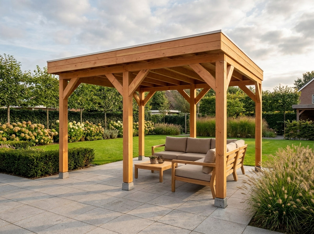 SUBLIME overkapping bouwpakket plat dak 400x350 cm Douglas blank YARD Outdoor