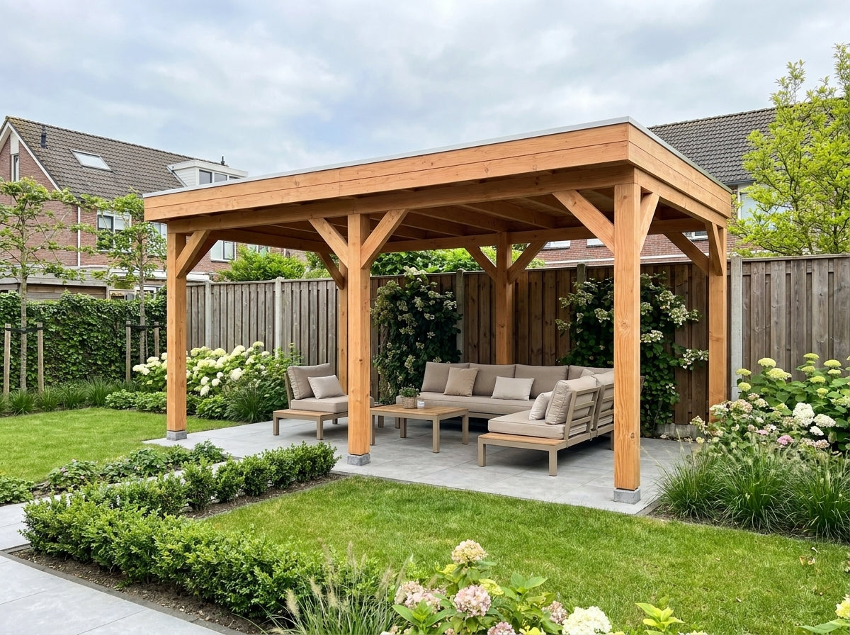 SUBLIME overkapping bouwpakket plat dak 500x300 cm Douglas blank YARD Outdoor