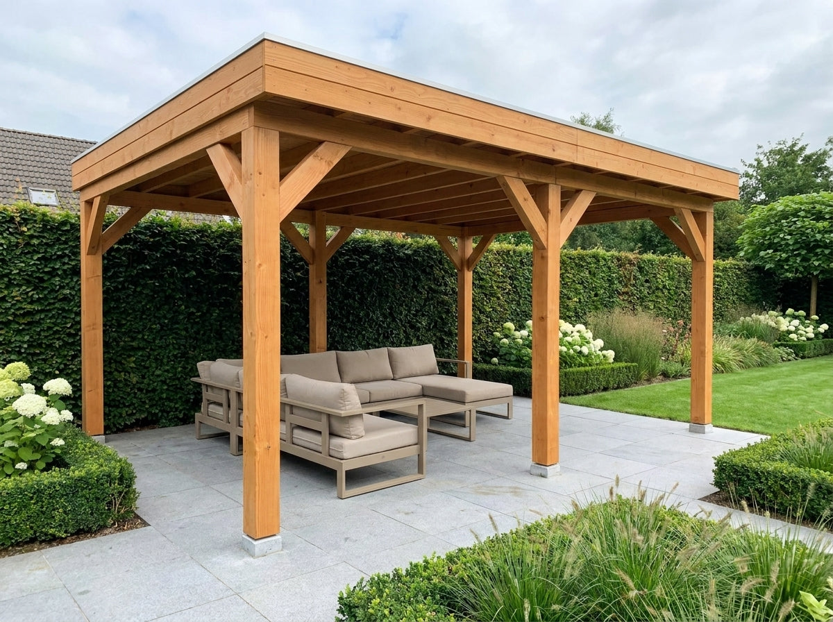 SUBLIME overkapping bouwpakket plat dak 500x400 cm Douglas blank YARD Outdoor