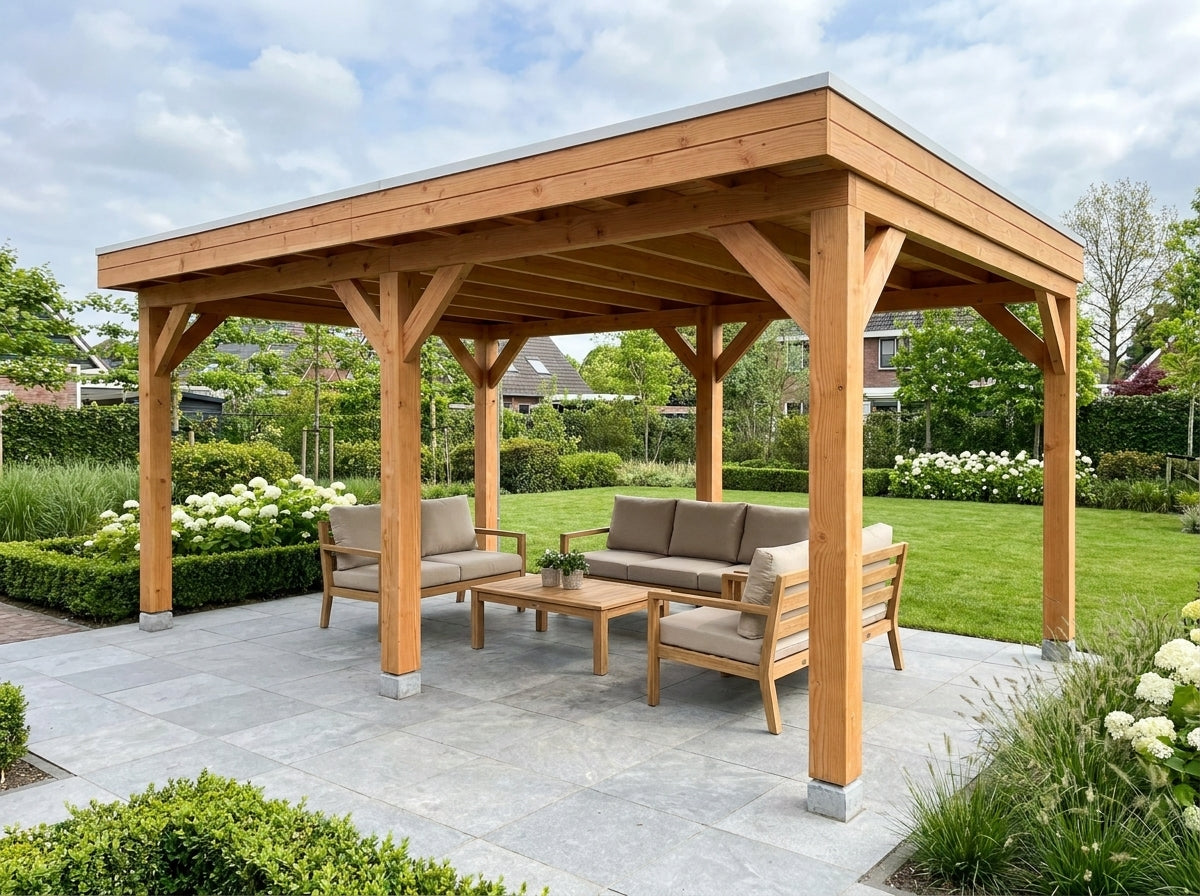 SUBLIME overkapping bouwpakket plat dak 600x400 cm Douglas blank YARD Outdoor