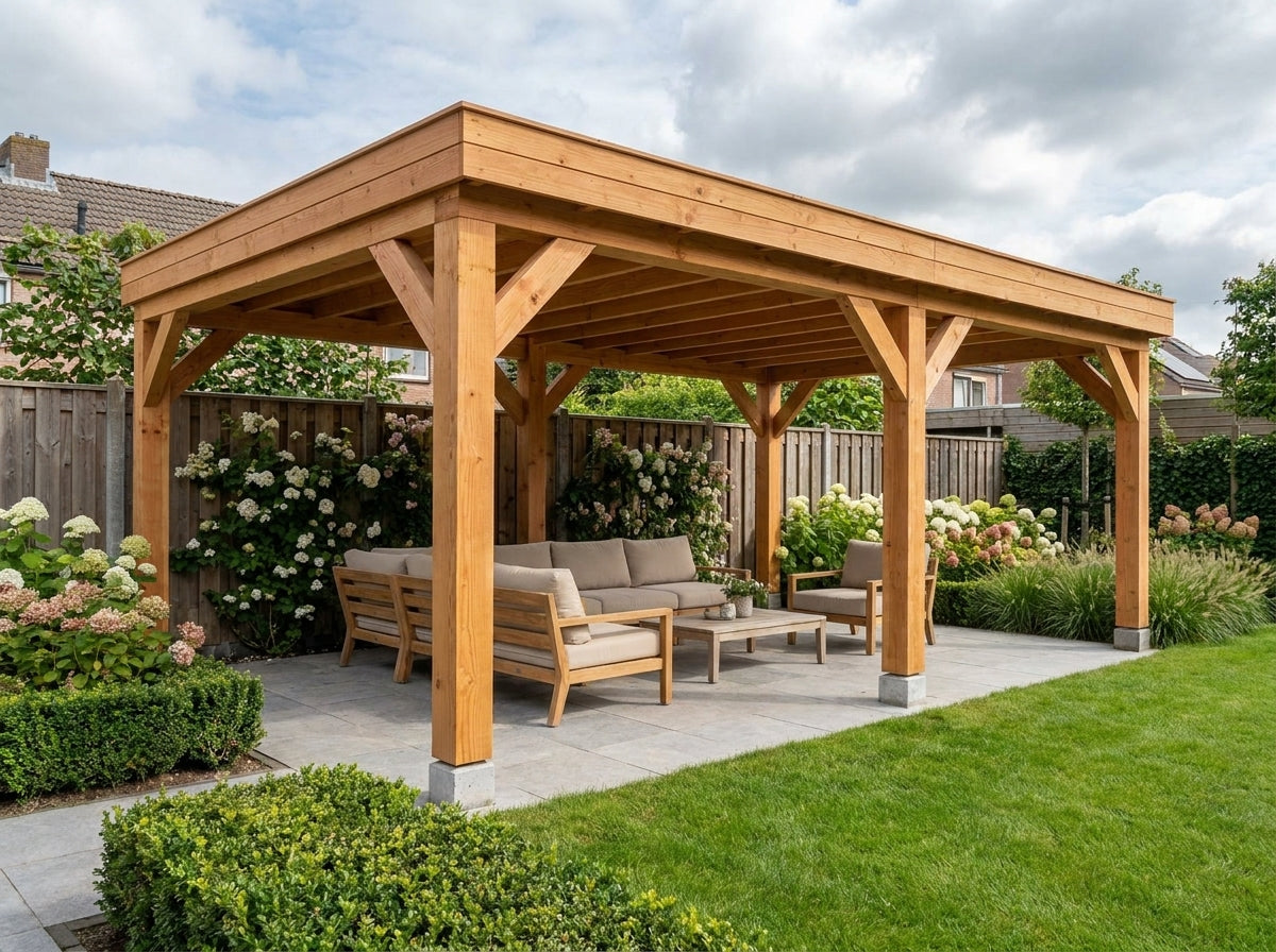 SUBLIME overkapping bouwpakket plat dak 700x400 cm Douglas blank YARD Outdoor