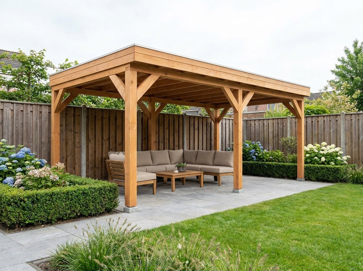 SUBLIME overkapping bouwpakket plat dak 750x300 cm Douglas blank YARD Outdoor