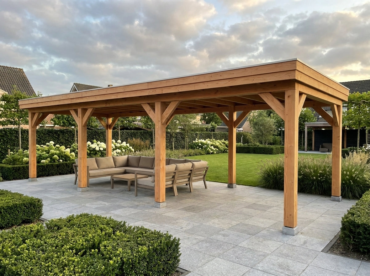 SUBLIME overkapping bouwpakket plat dak 900x350 cm Douglas blank YARD Outdoor