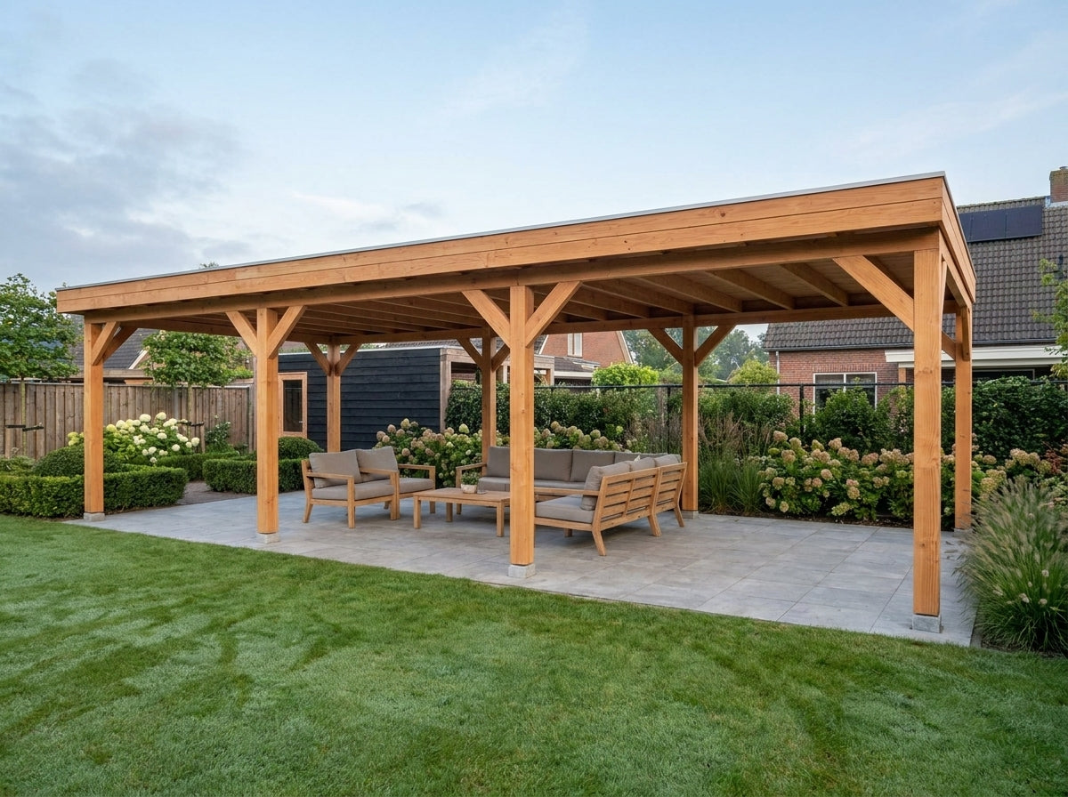 SUBLIME overkapping bouwpakket plat dak 900x400 cm Douglas blank YARD Outdoor