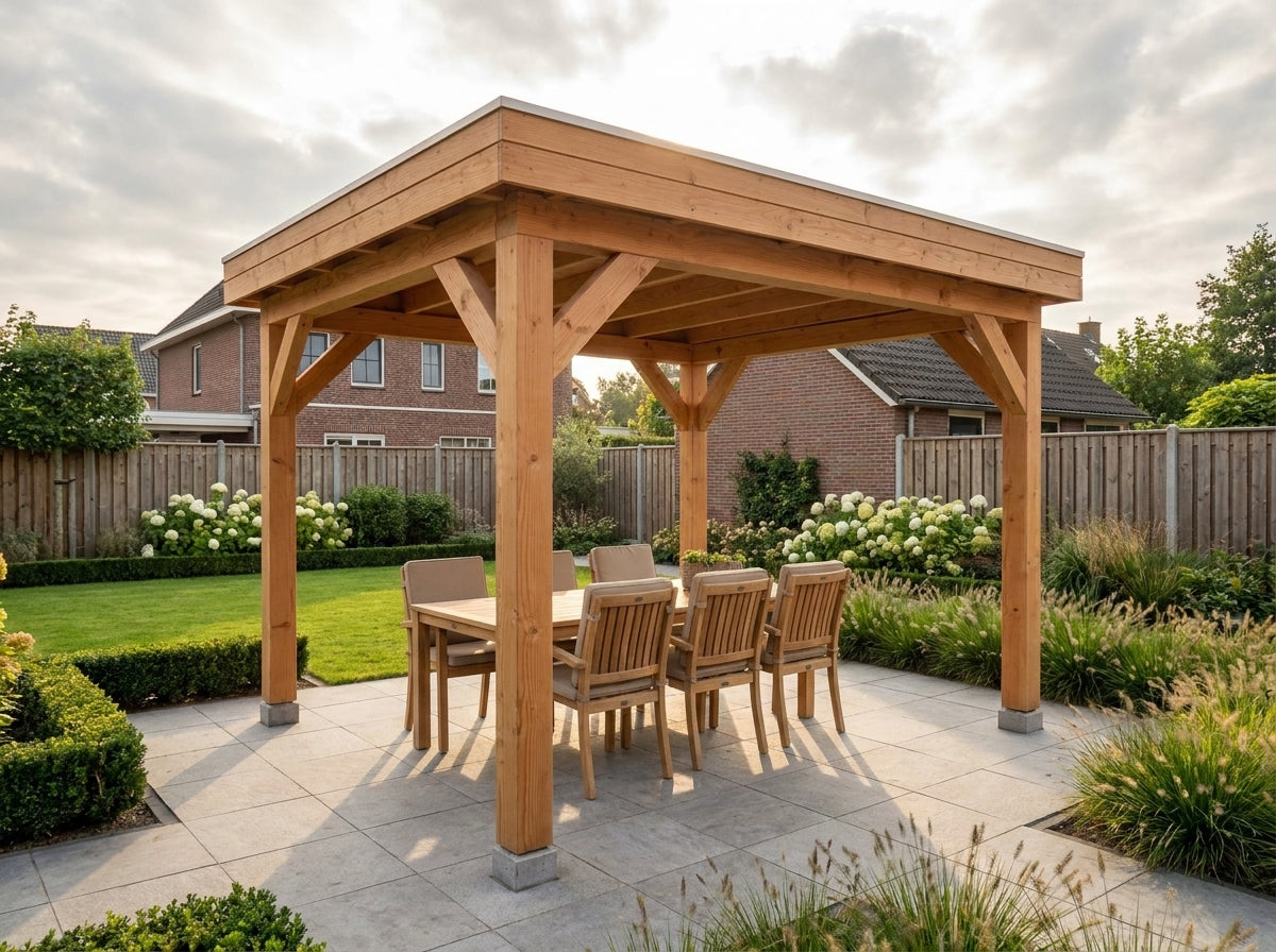 SUBLIME veranda bouwpakket plat dak 300x300 cm Douglas blank YARD Outdoor