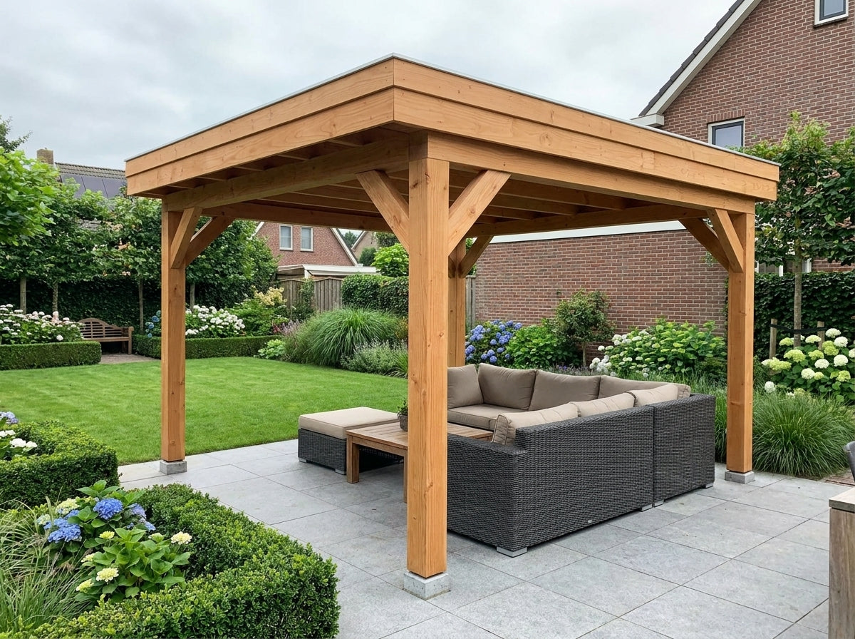 SUBLIME veranda bouwpakket plat dak 300x350 cm Douglas blank YARD Outdoor