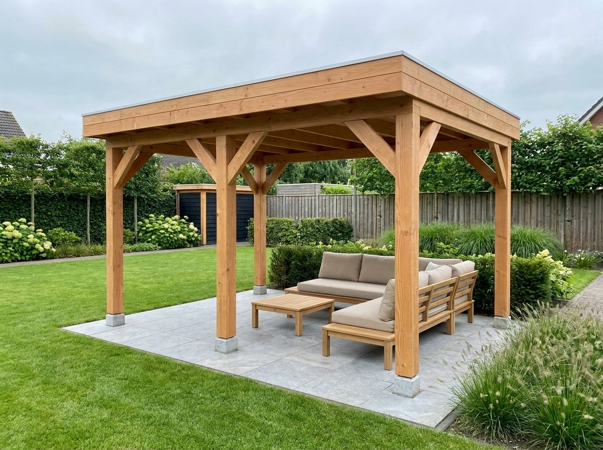 SUBLIME veranda bouwpakket plat dak 400x300 cm Douglas blank YARD Outdoor