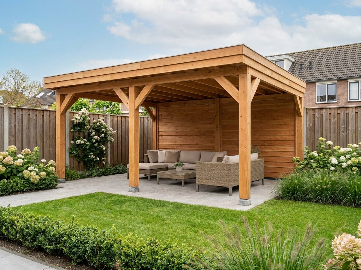 SUBLIME veranda bouwpakket plat dak 500x400 cm Douglas blank YARD Outdoor