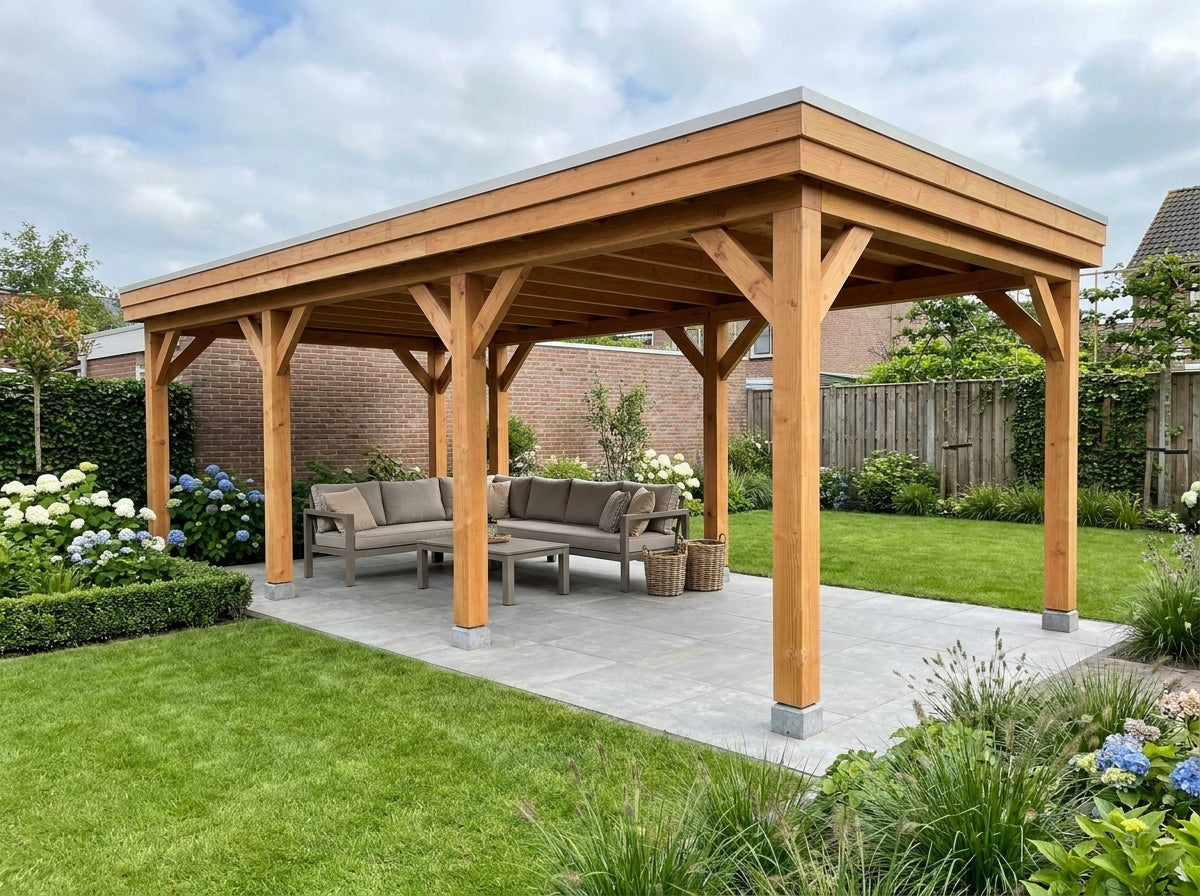 SUBLIME veranda bouwpakket plat dak 800x350 cm Douglas blank YARD Outdoor