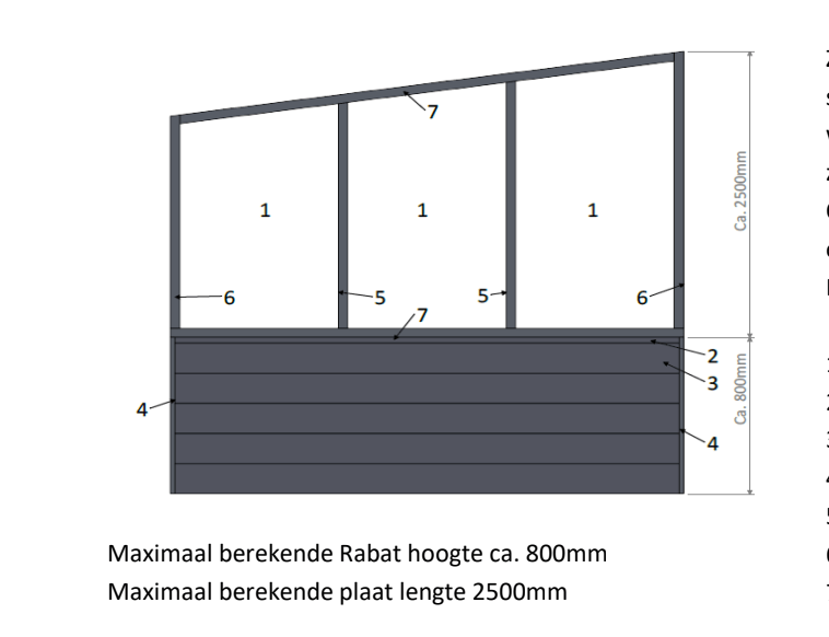 Zelfbouw Aluminium Zijwand | YARD Outdoor | Met Staande Polycarbonaat - Chique Buiten Leven - YARD Outdoor - Losse Onderdelen