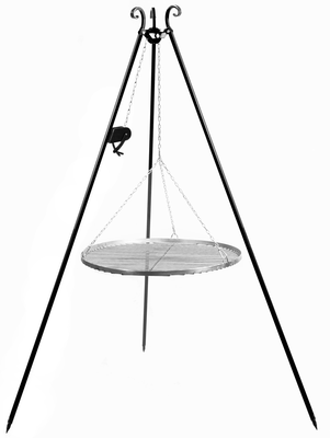 Driepoot barbecue 180 cm met lier en RVS grillrooster 60 cm | CookKing
